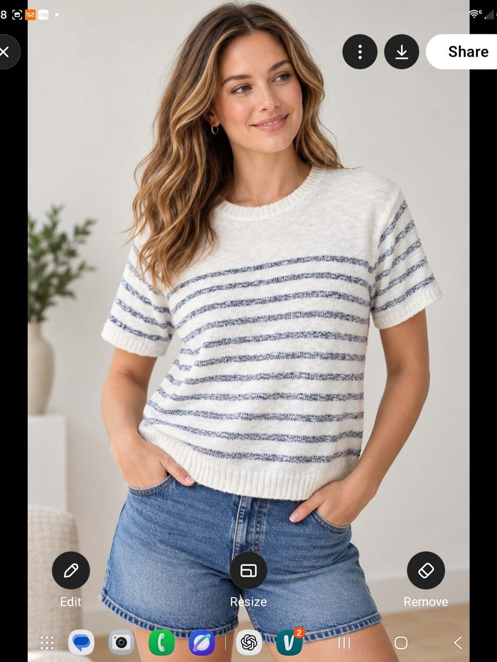 J. Crew White Short-Sleeve Striped Knit Top